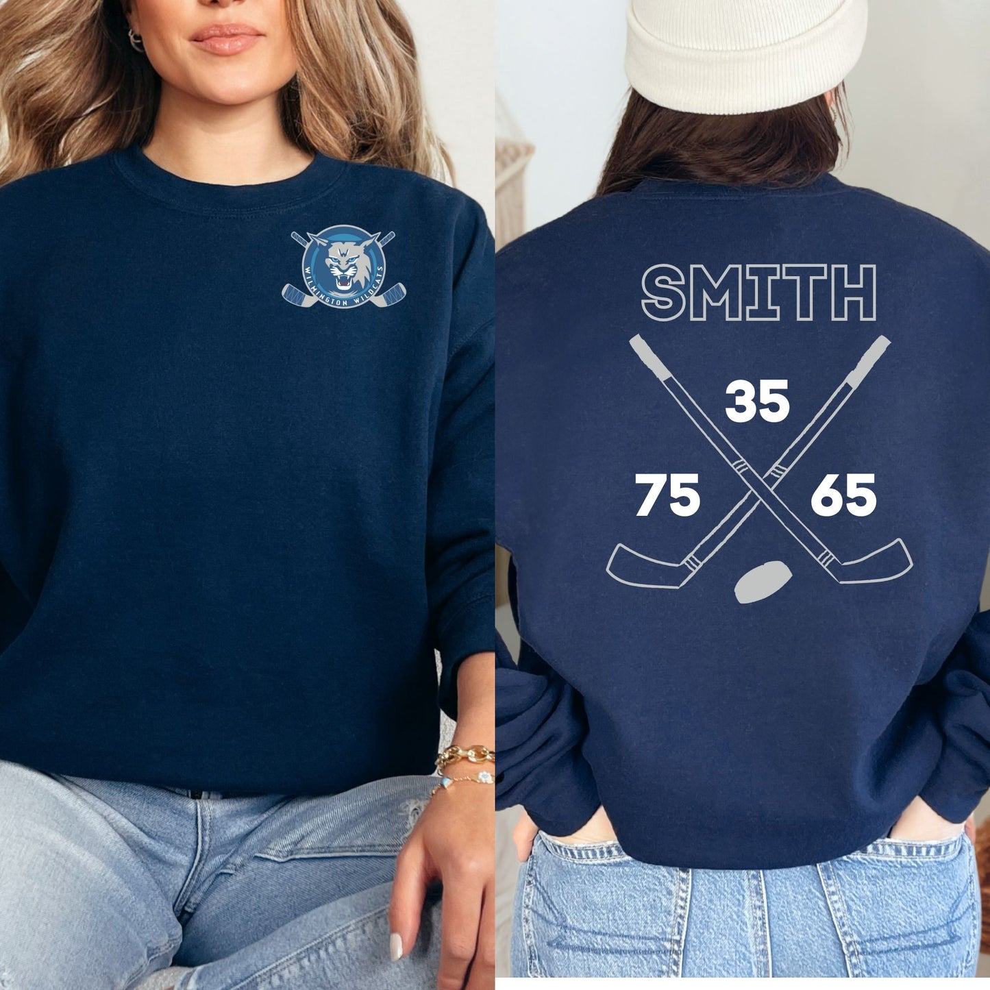 Wilmington Hockey Family Sweatshirt Pocket Logo