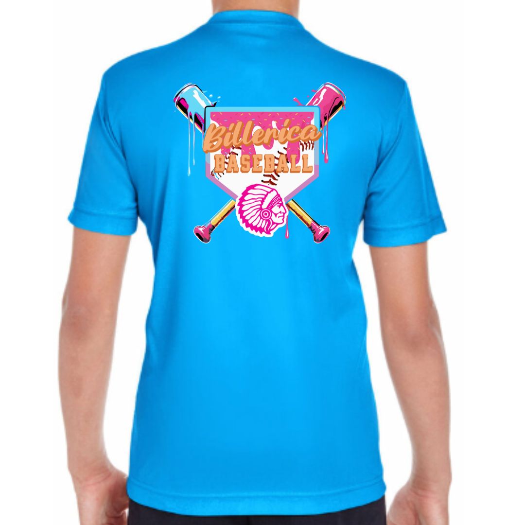 Billerica Baseball Drip Performance Tee Neon