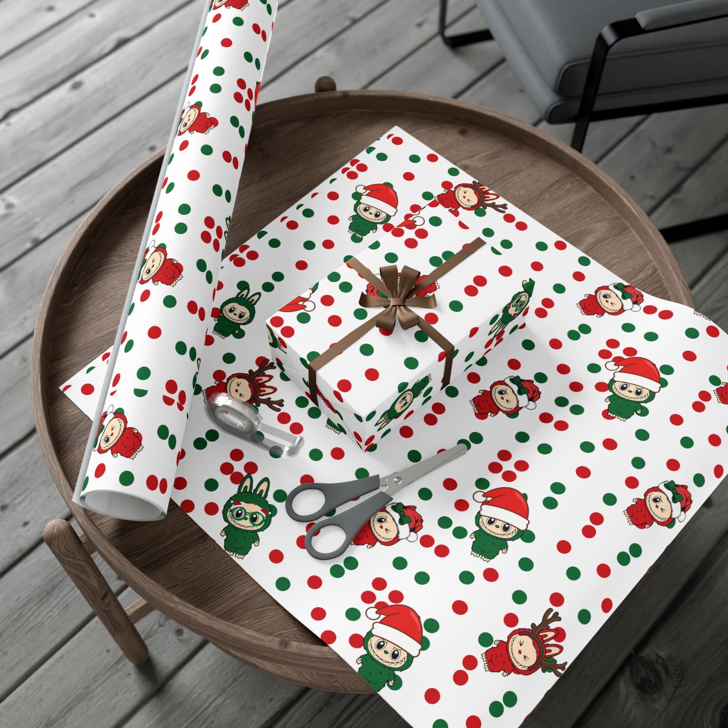 Holiday Elf Polka Dot Gift Wrap Paper — Christmas Wrapping Roll