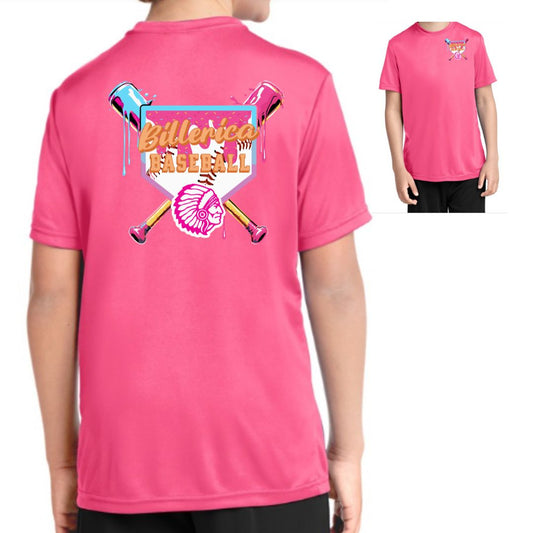 Billerica Baseball Drip Performance Tee Neon